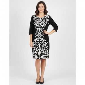 Allison Brittney Monochrome Ornate Midi Dress